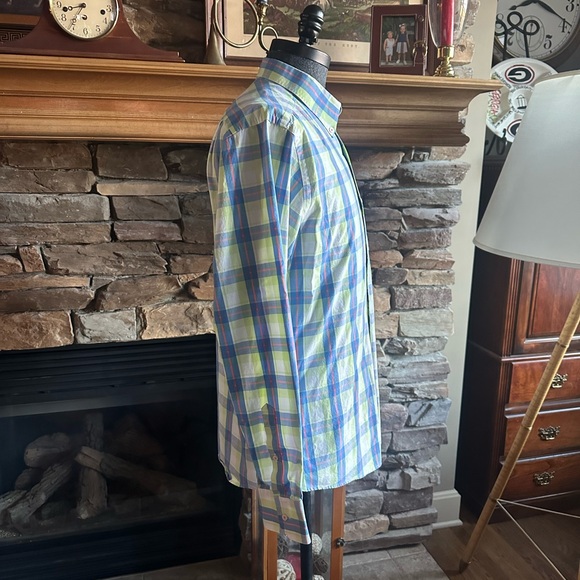 SOUTHERN TIDE 🐟 Men’s Blue, Coral & Yellow ‘SkipJack’ Button Down Shirt - Sz LG - Picture 8 of 12